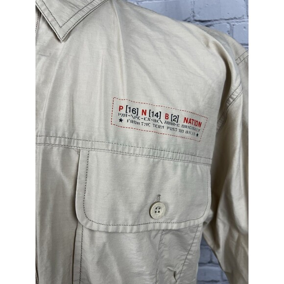PNB Nation Men’s Medium Short Sleeve Button Front Shirt Cotton Blend, Pockets - Picture 6 of 8
